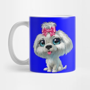 White puppy, sitting Mug